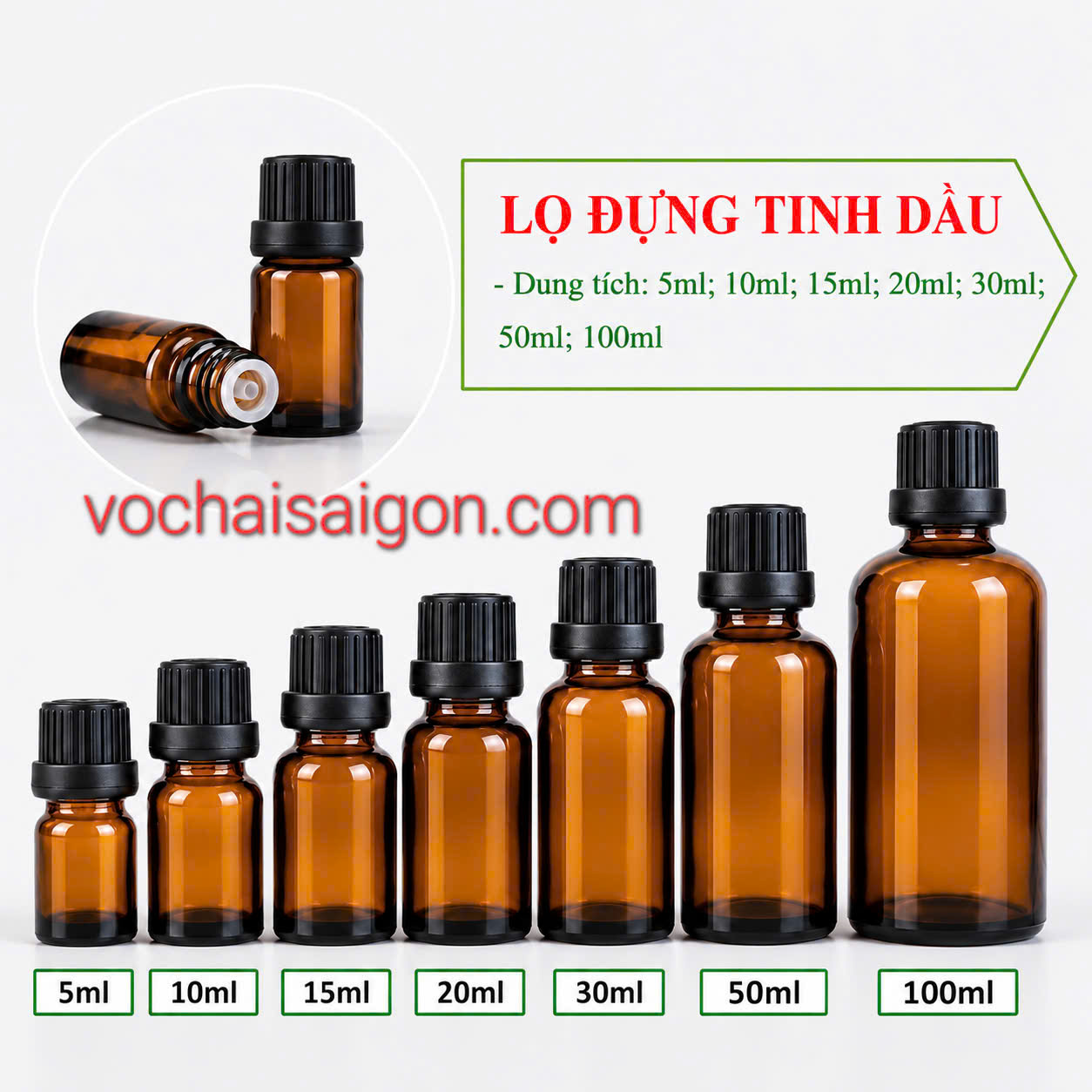 Chai thủy tinh màu nâu 10ml đựng tinh dầu - Ảnh 4